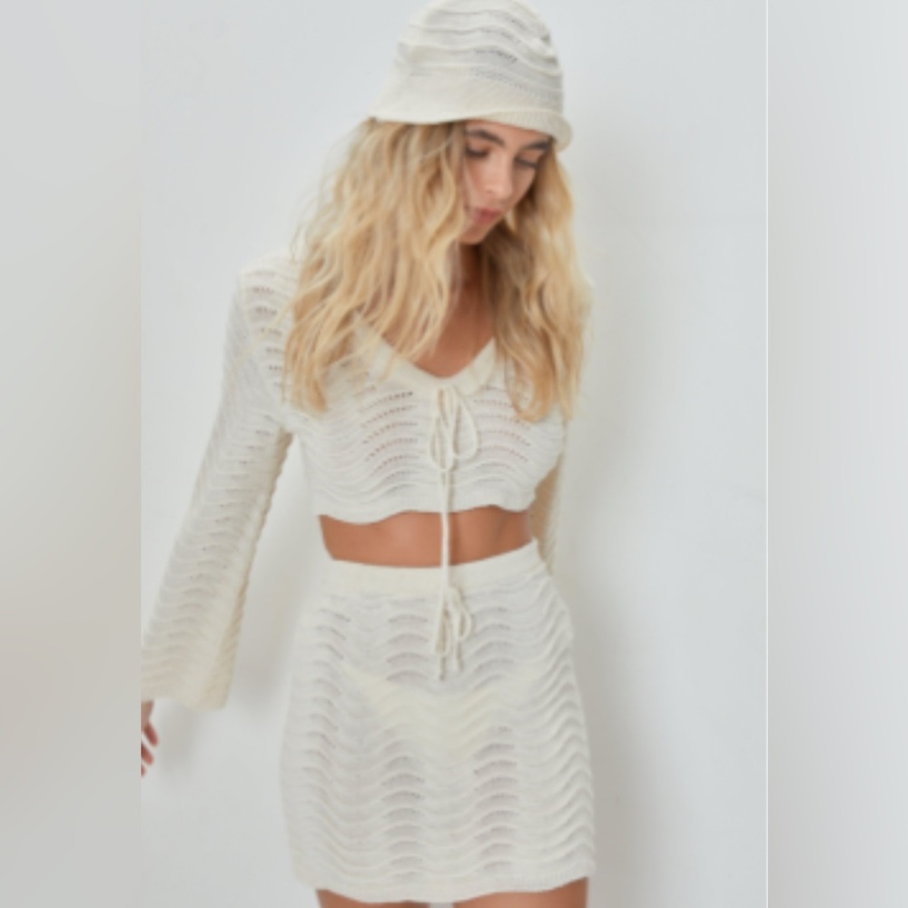 Nasty Gal Crochet Knit Crop Top & Skirt Set